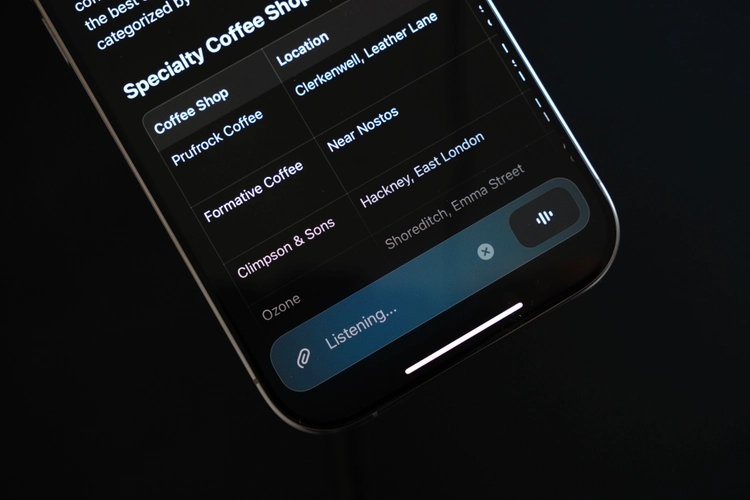 AI chat interface on iPhone